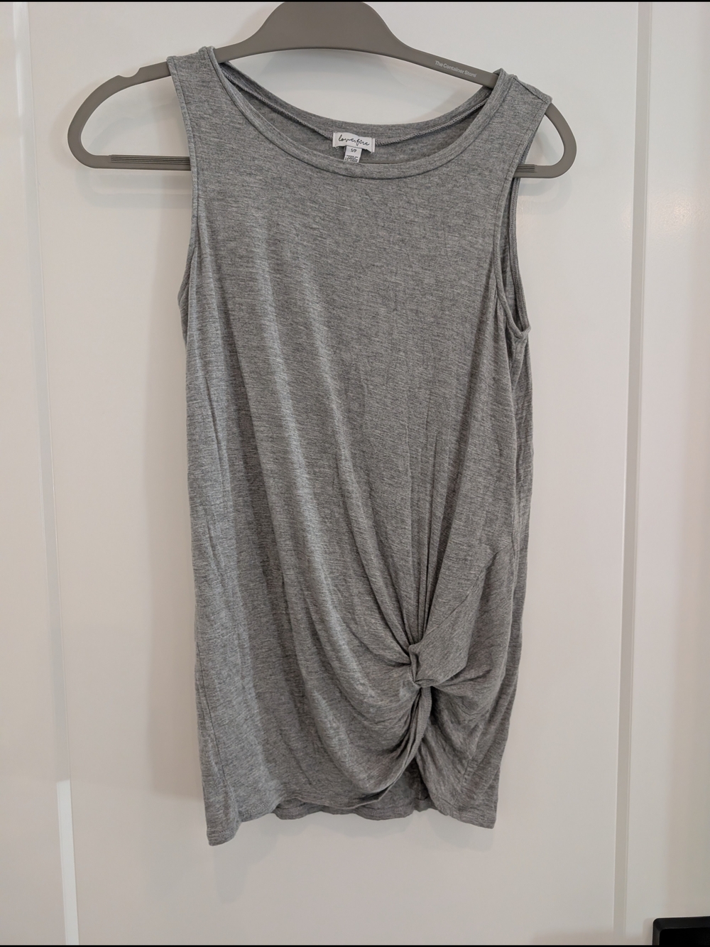 Love Fire Luxe Layer Twist-Front Sleeveless Tank Top - Gray SMALL